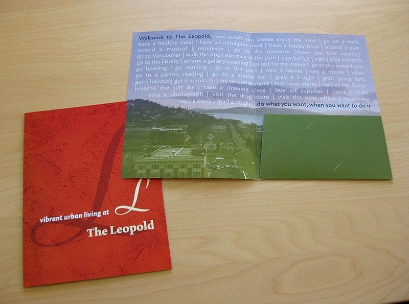 Leopold Retirement Residence presentation folders presentation folder design for The Leopold Retirement Residence by Shew Design