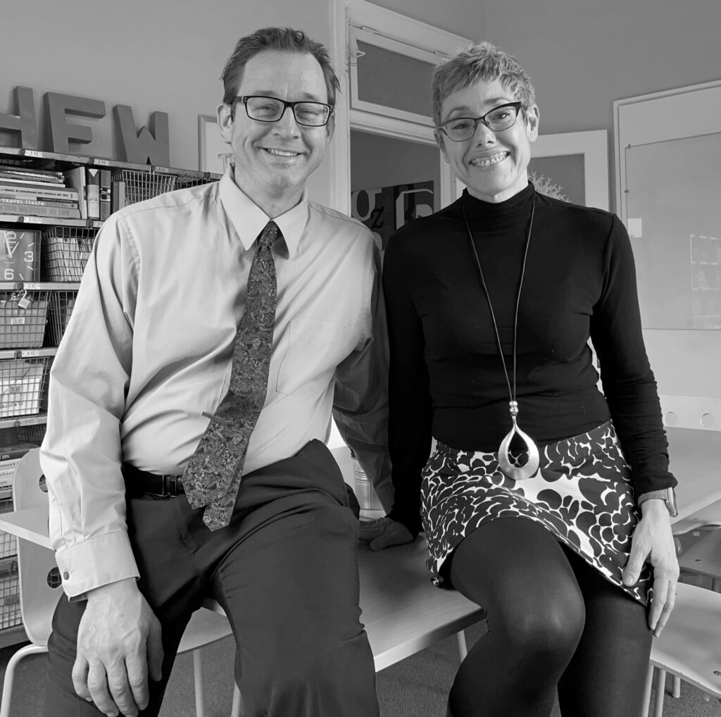 Eric and Becca in their conference room of their studio in Bellingham, Washington