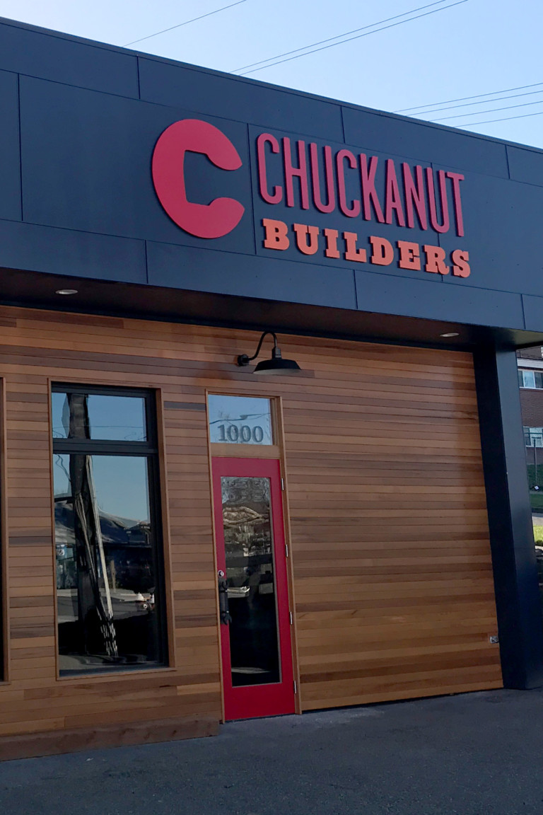 graphic design for general contractor - chuckanut builders logo on building