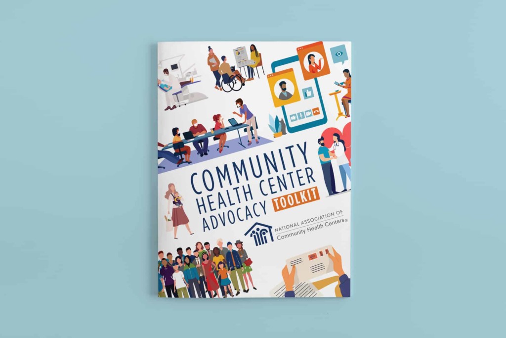 community health centers graphic design for NACHC advocacy booklet cover